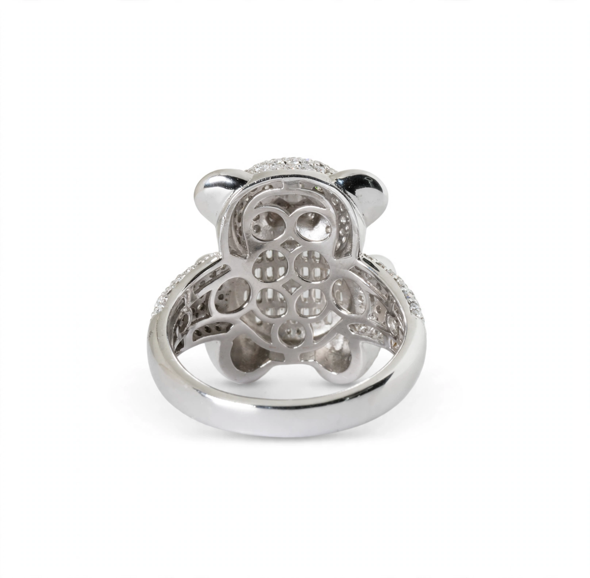 Teddy Bear Cocktail Ring in Silver with Moissanite (6)