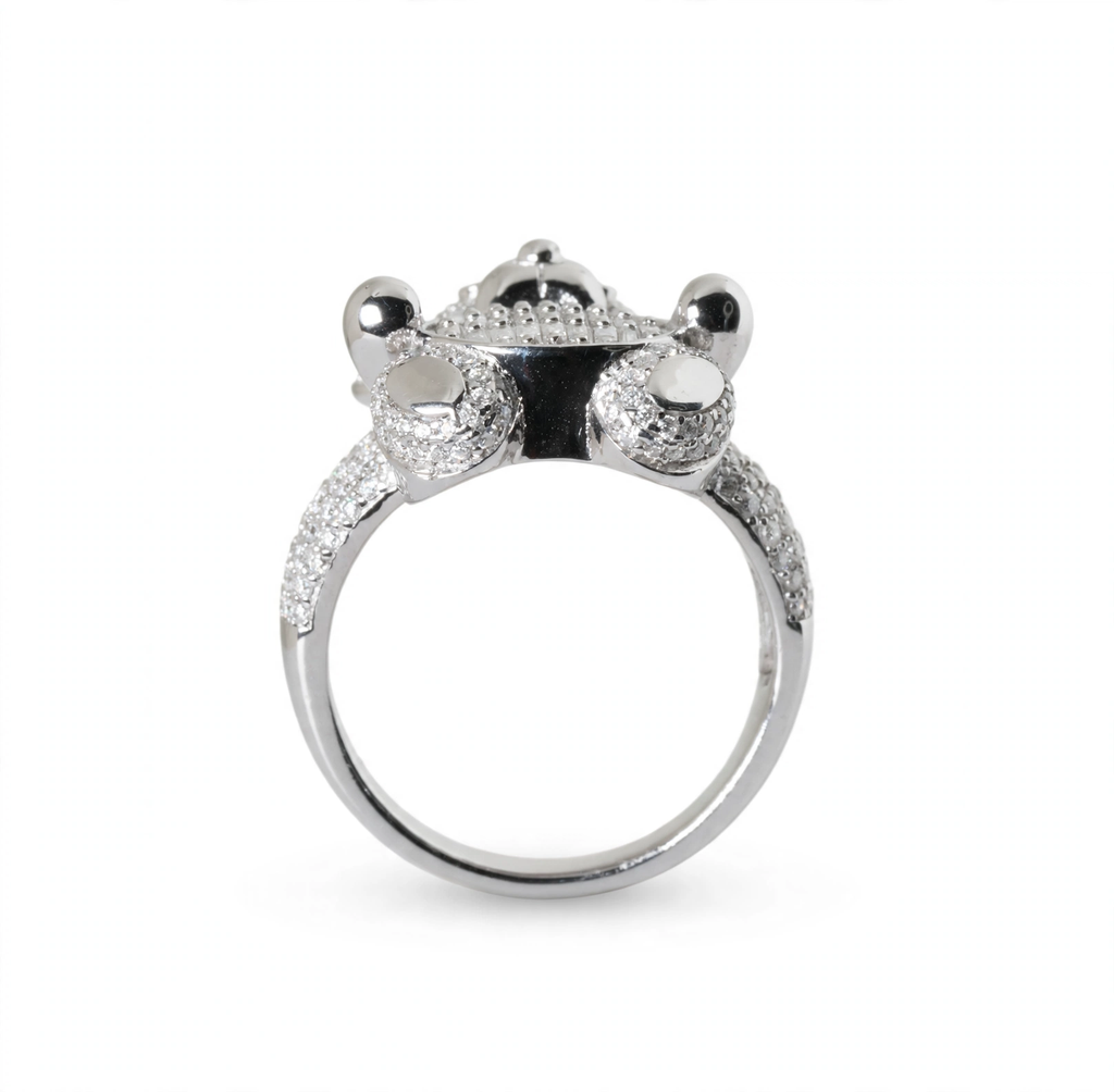 Teddy Bear Cocktail Ring in Silver with Moissanite (7)