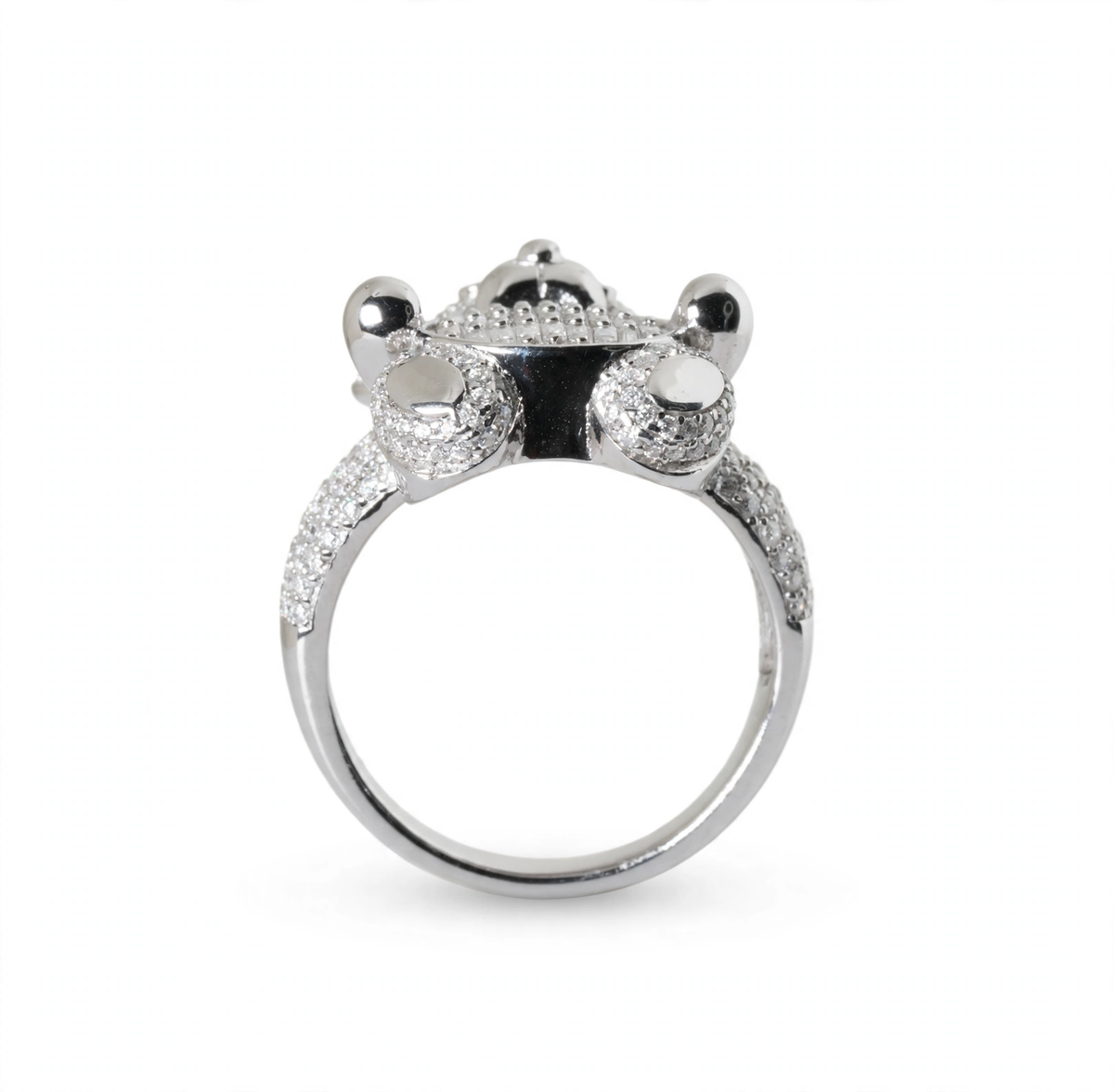 Teddy Bear Cocktail Ring in Silver with Moissanite (7)