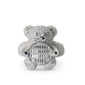 Teddy Bear Cocktail Ring in Silver with Moissanite