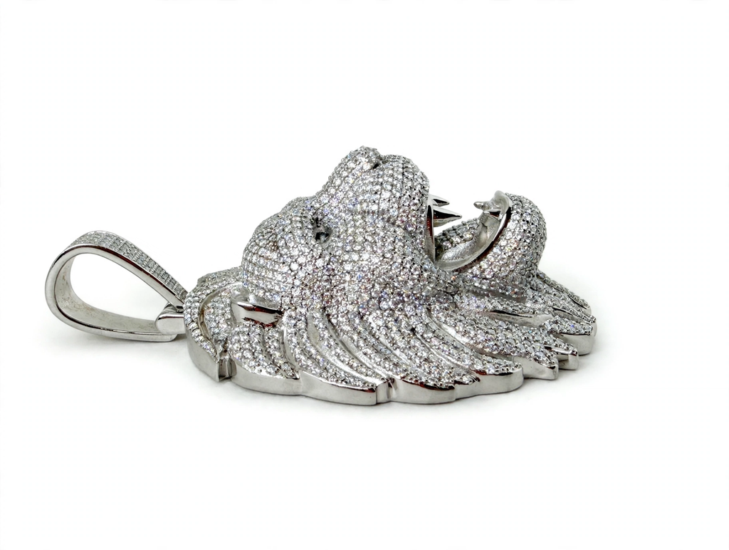 925 Silver Moissanite Iced Out Lion Head Pendant 16.3ct (2)