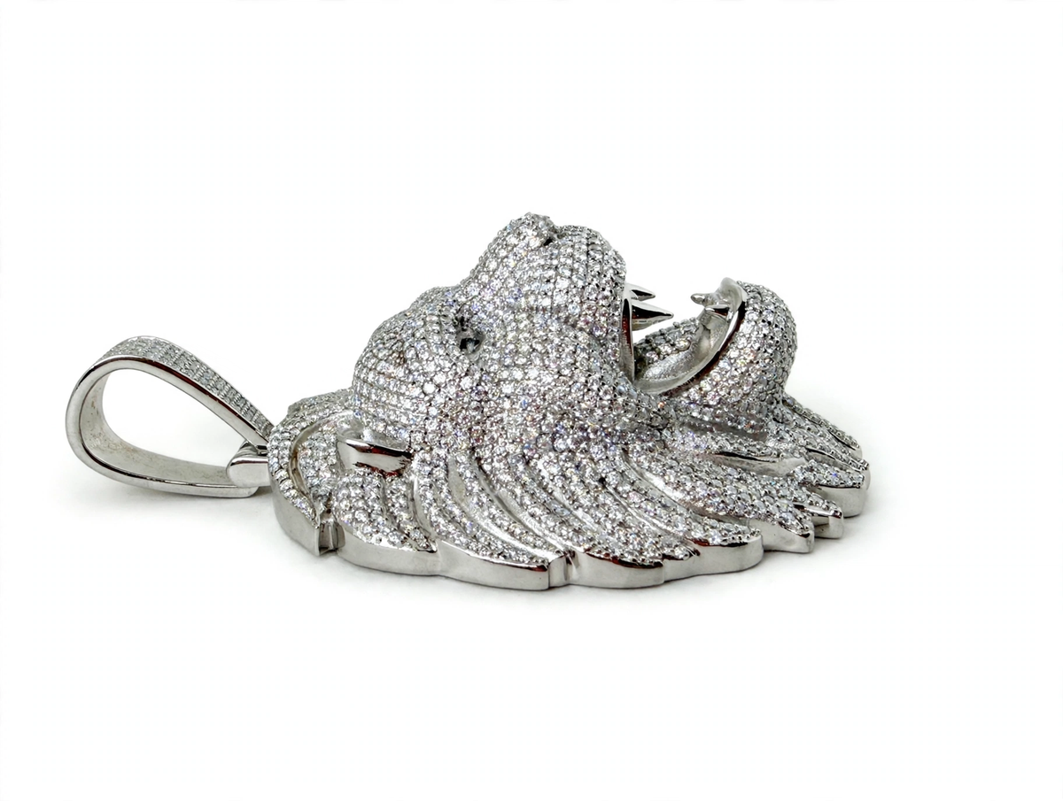 925 Silver Moissanite Iced Out Lion Head Pendant 16.3ct (2)