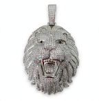 925 Silver Moissanite Iced Out Lion Head Pendant 16.3ct