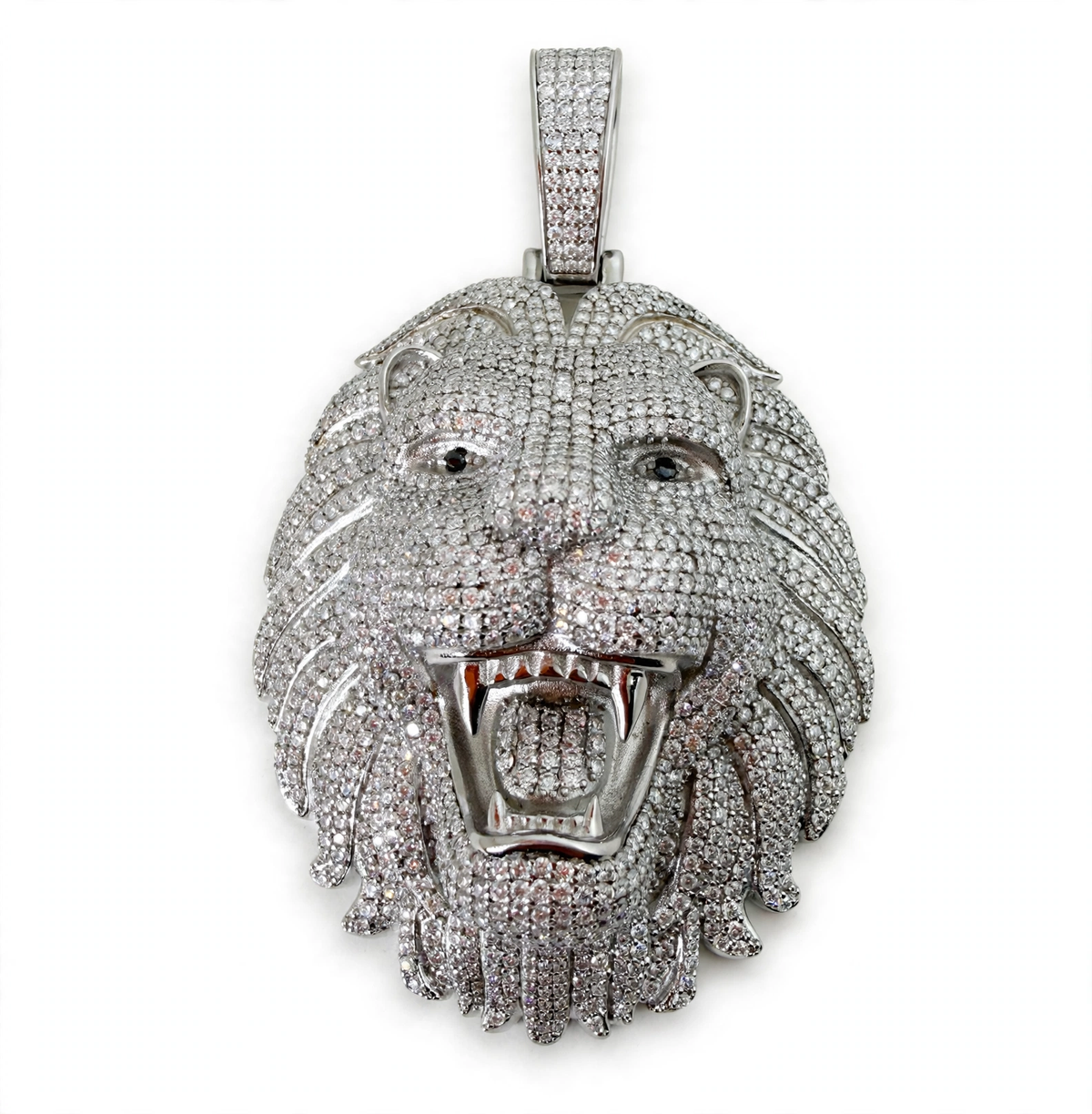 925 Silver Moissanite Iced Out Lion Head Pendant 16.3ct