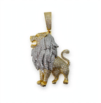 Two-Tone Pave Lion Pendant in 14K Gold Over 925 Silver with 8.1ct Moissanite