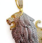 Two-Tone Pave Lion Pendant in 14K Gold Over 925 Silver with 8.1ct Moissanite (4)