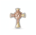Men's 14K Gold Over Silver Cross Ring with Moissanite Halo and Jesus Face, Size 9
