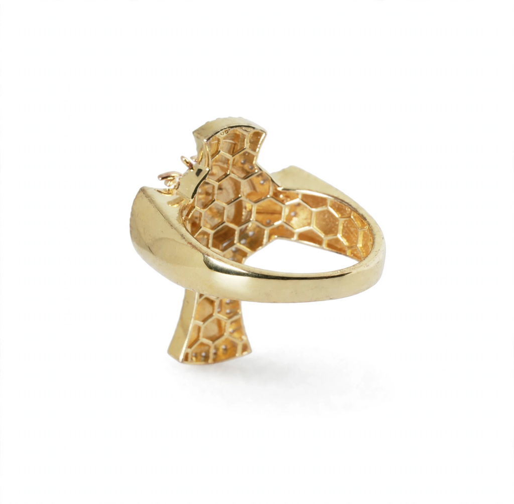 Men's 14K Gold Over Silver Cross Ring with Moissanite Halo and Jesus Face, Size 9 (5)