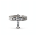 Sterling Silver Moissanite Cross Baguette and Pavé Ring 2.63ct