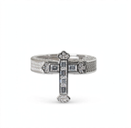Sterling Silver Moissanite Cross Baguette and Pavé Ring 2.63ct