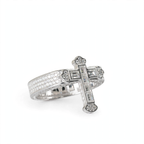Sterling Silver Moissanite Cross Baguette and Pavé Ring 2.63ct (2)