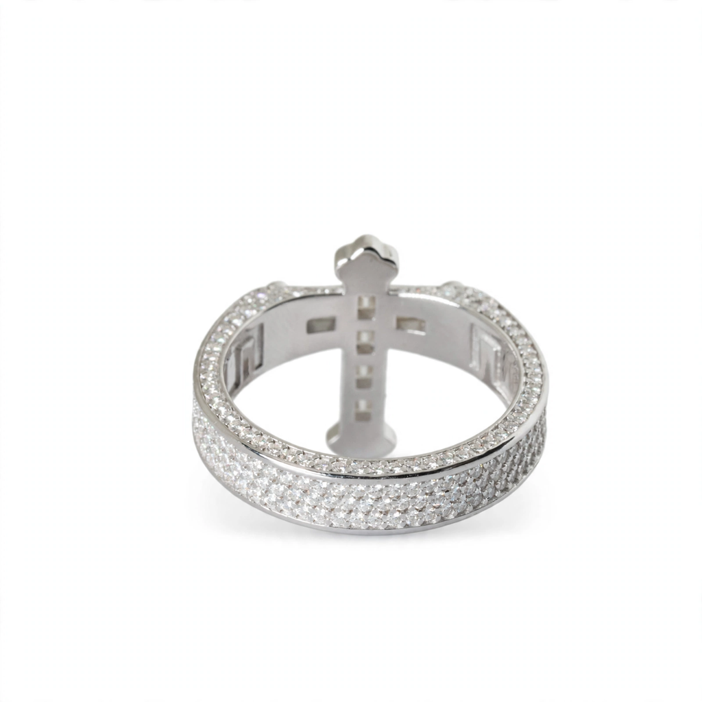 Sterling Silver Moissanite Cross Baguette and Pavé Ring 2.63ct (4)