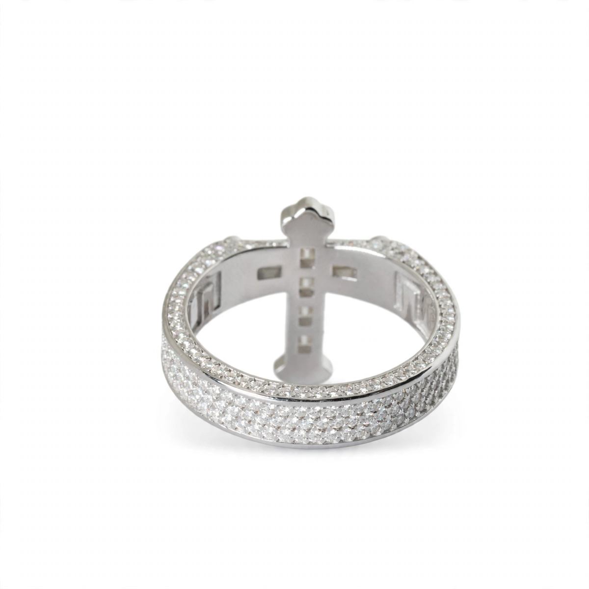 Sterling Silver Moissanite Cross Baguette and Pavé Ring 2.63ct (4)