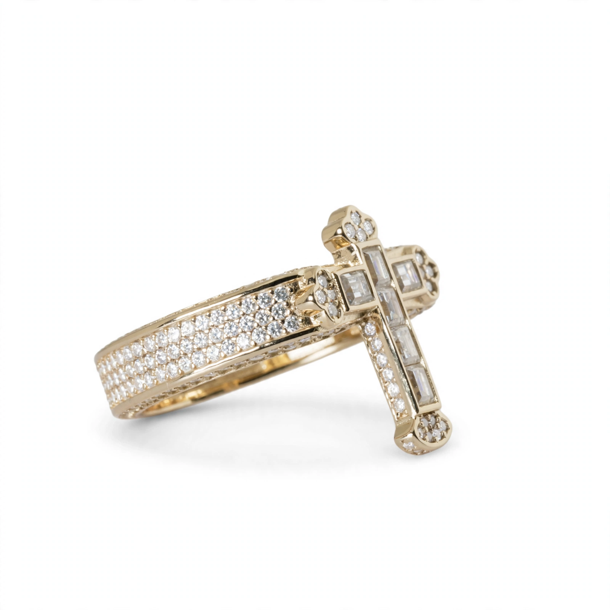 Sterling Silver Moissanite Cross Baguette and Pavé Ring 2.63ct (8)