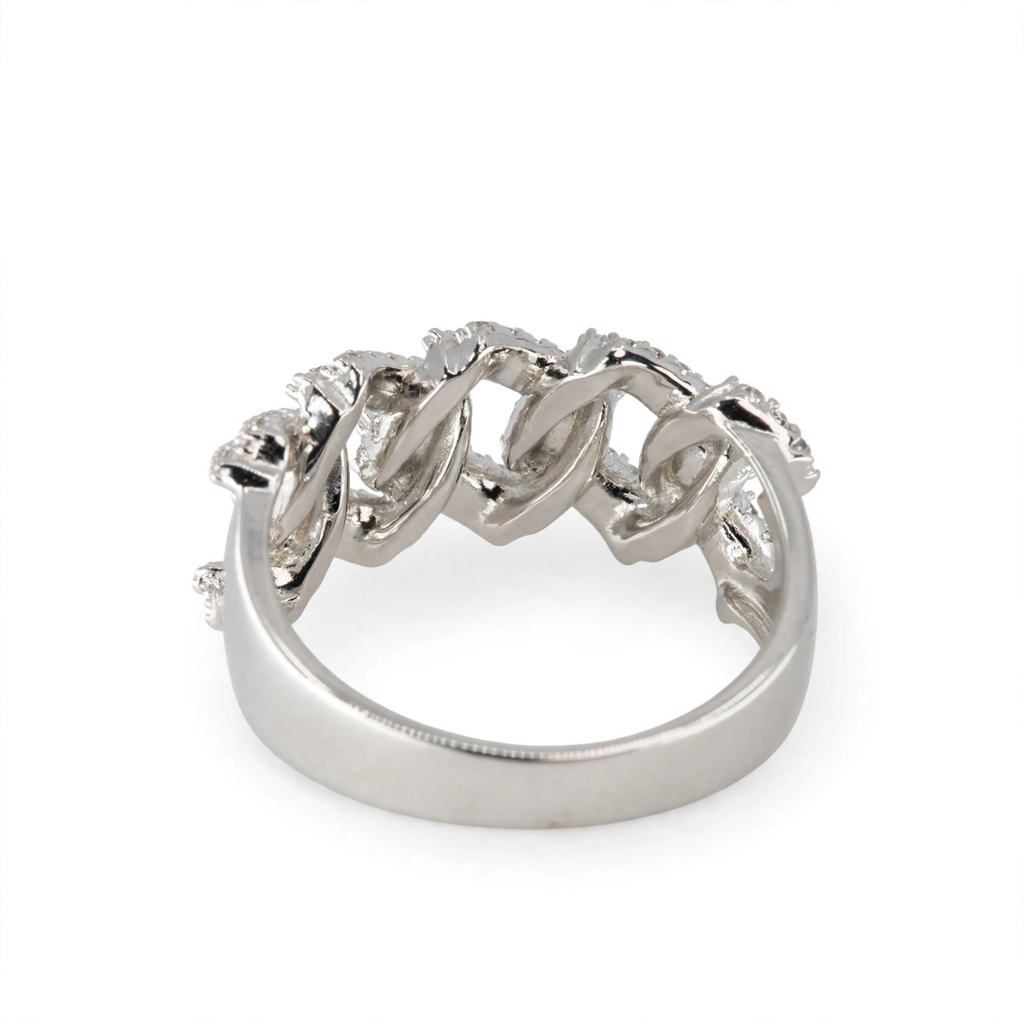 Cuban Link Ring in Silver with Moissanite (2)