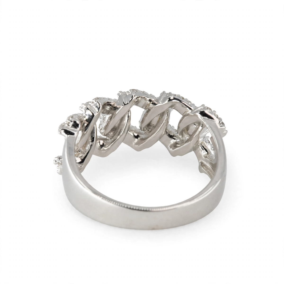 Cuban Link Ring in Silver with Moissanite (2)