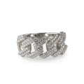 Cuban Link Ring in Silver with Moissanite