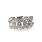 Cuban Link Ring in Silver with Moissanite