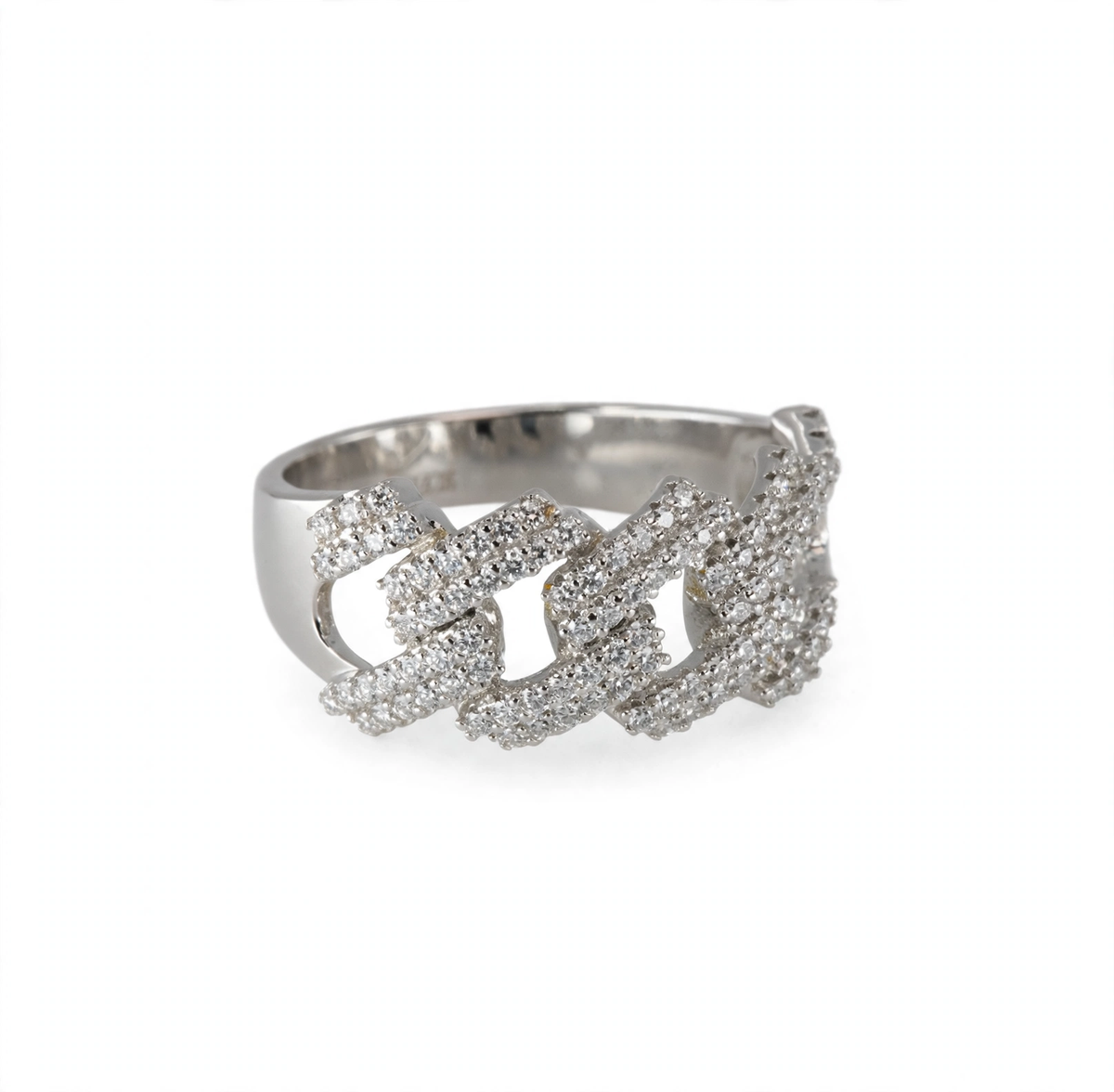 Cuban Link Ring in Silver with Moissanite (3)