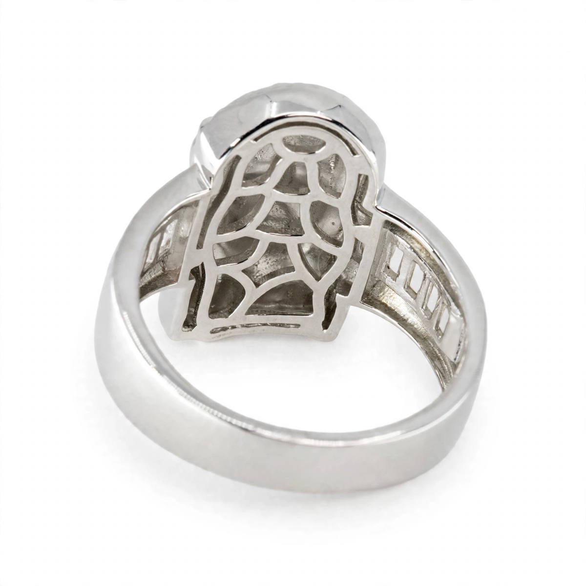 Silver Jesus Head Ring with Moissanite (3)