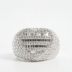 Silver 925 Pave Moissanite Baguette Heart Statement Ring 4.0ct