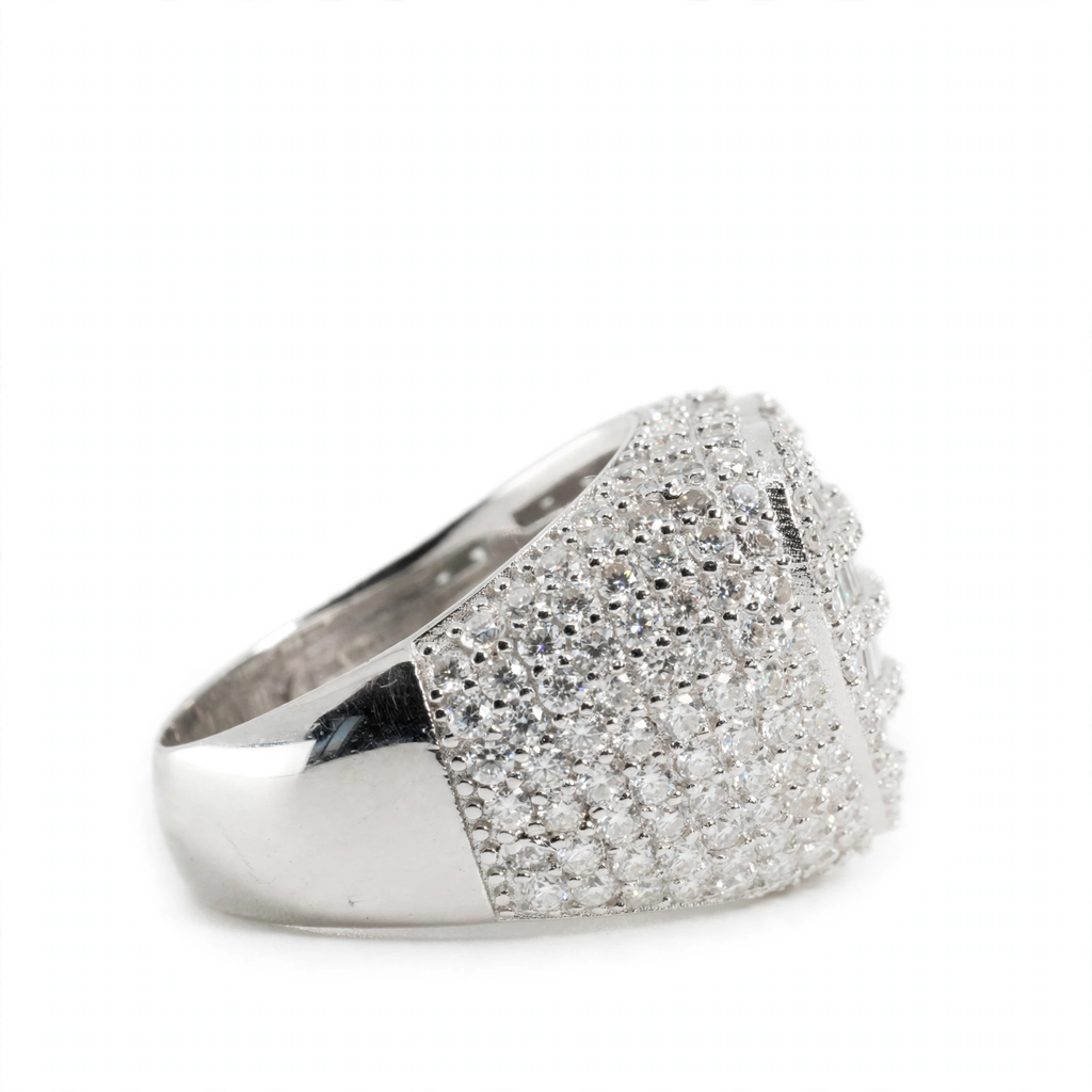 Silver 925 Pave Moissanite Baguette Heart Statement Ring 4.0ct (2)