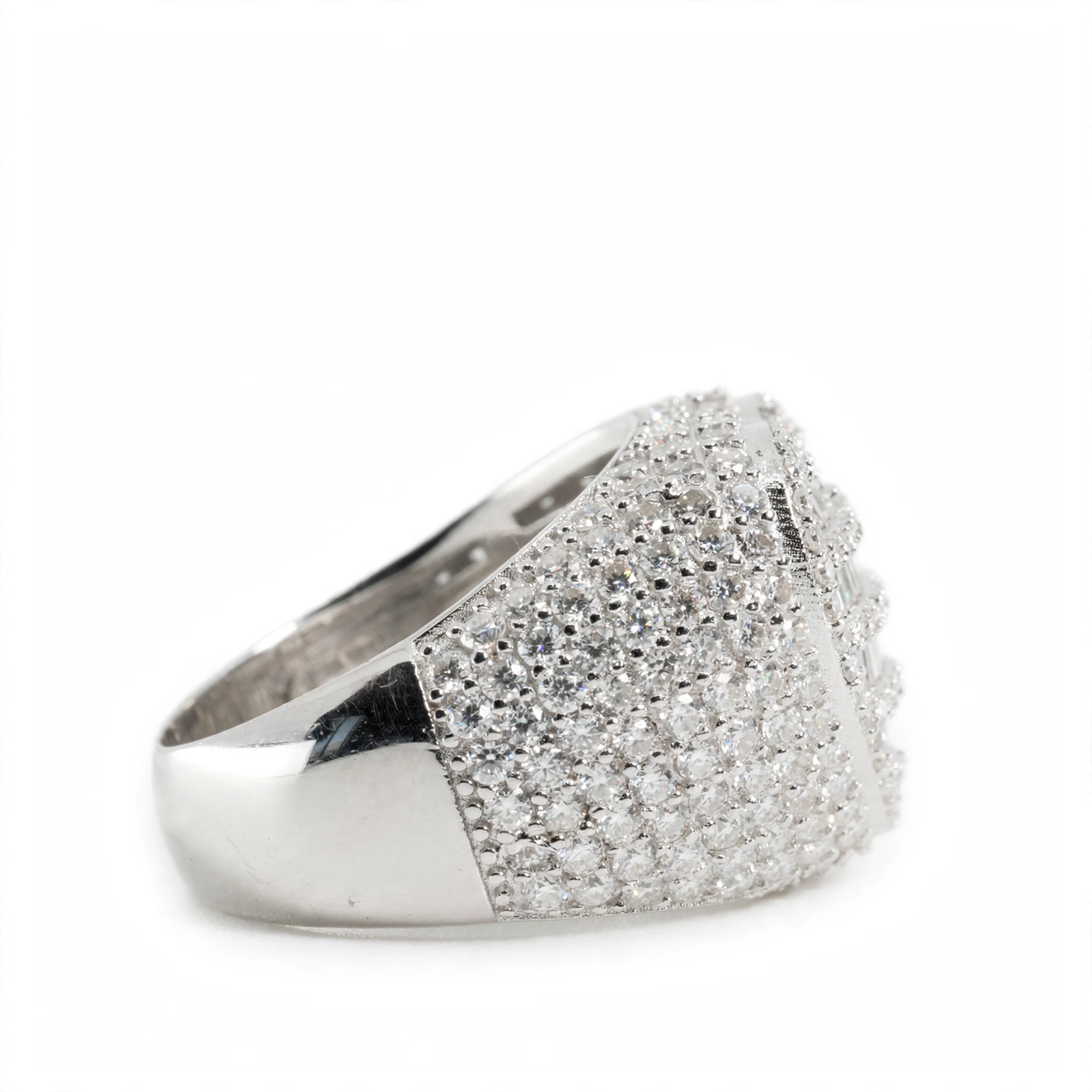 Silver 925 Pave Moissanite Baguette Heart Statement Ring 4.0ct (2)