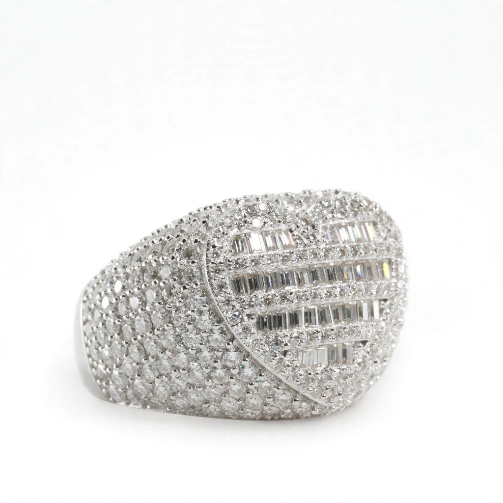 Silver 925 Pave Moissanite Baguette Heart Statement Ring 4.0ct (3)