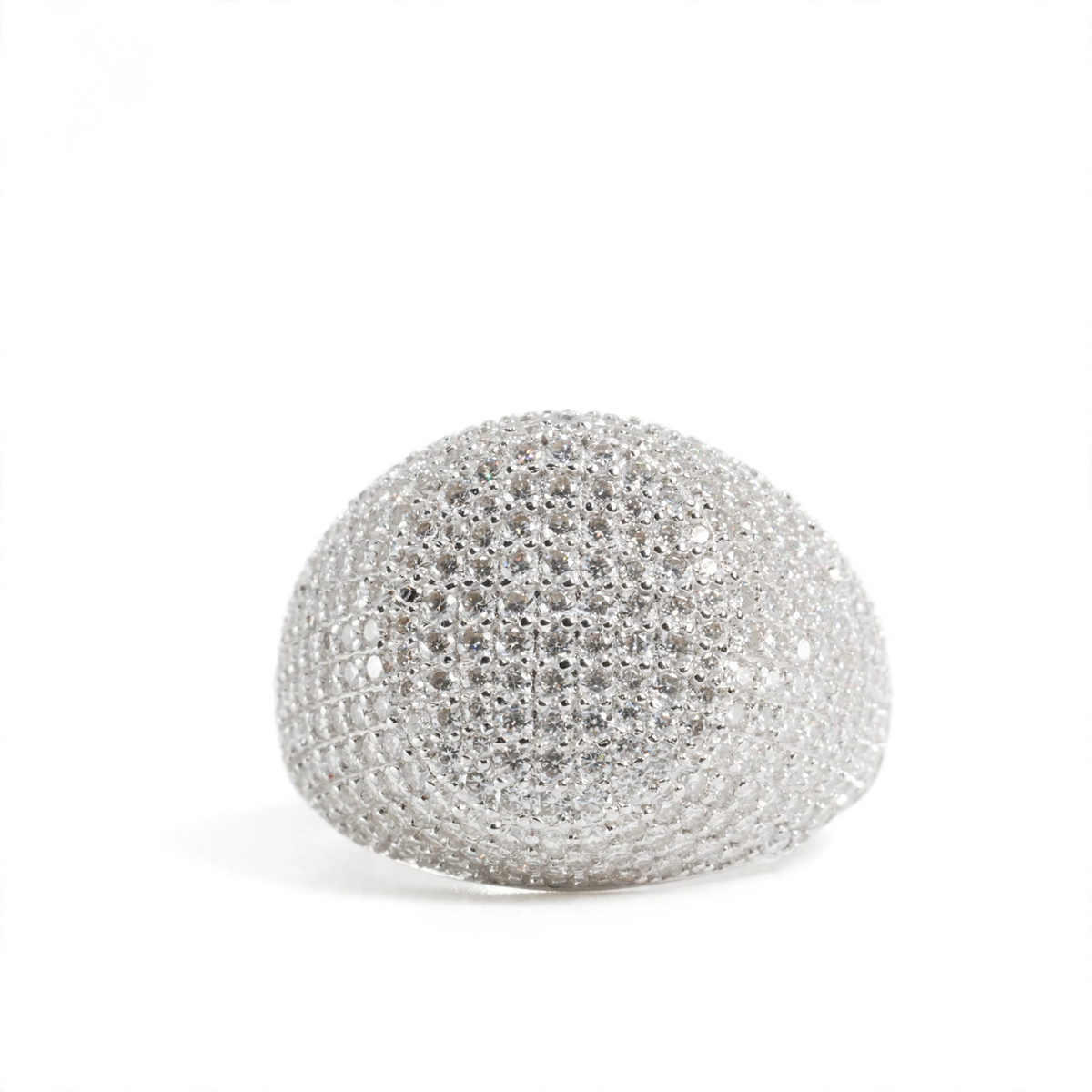 Silver Pavé Dome Cocktail Ring