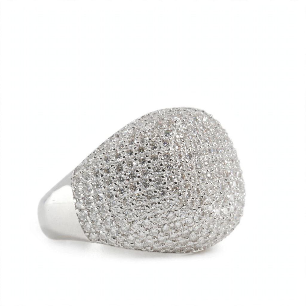 Silver Pavé Dome Cocktail Ring (2)