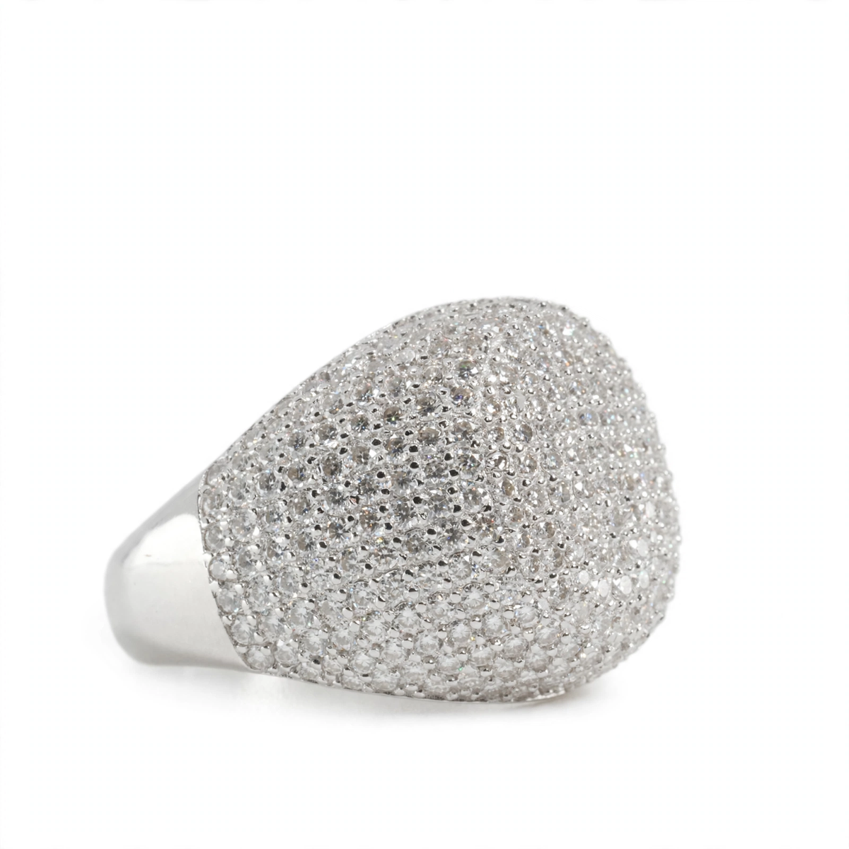 Silver Pavé Dome Cocktail Ring (2)
