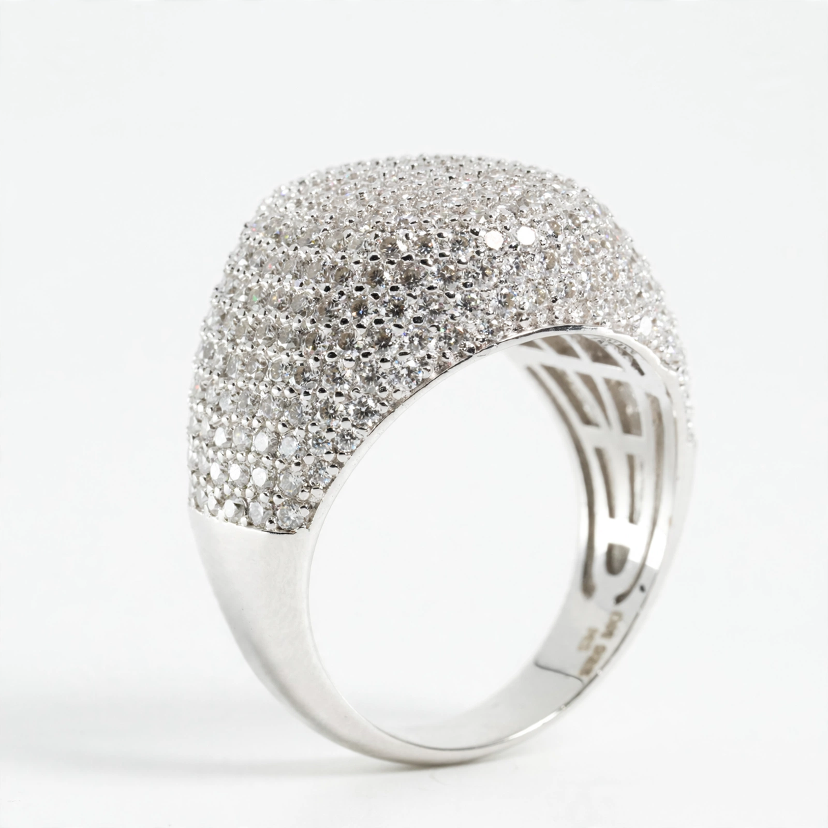Silver Pavé Dome Cocktail Ring (3)