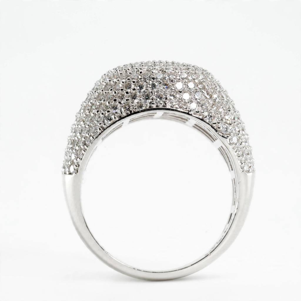 Silver Pavé Dome Cocktail Ring (4)