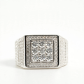 Men's 925 Sterling Silver Square Pavé Moissanite Cluster Ring 4ct