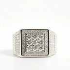 Men's 925 Sterling Silver Square Pavé Moissanite Cluster Ring 4ct
