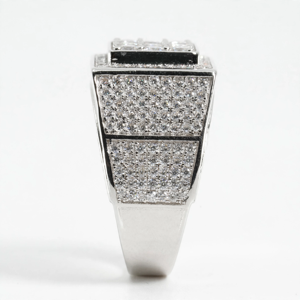 Men's 925 Sterling Silver Square Pavé Moissanite Cluster Ring 4ct (3)