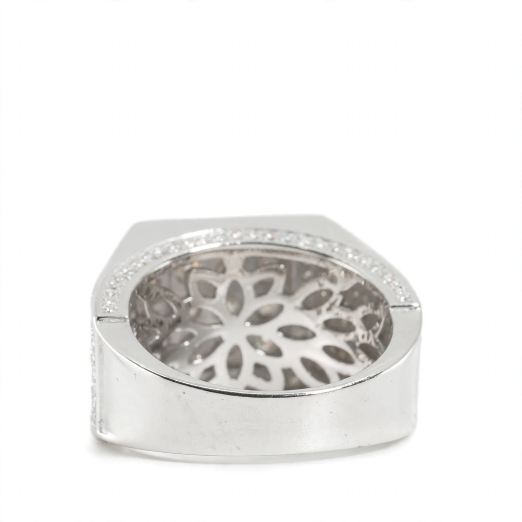 Men's 925 Sterling Silver Square Pavé Moissanite Cluster Ring 4ct (4)