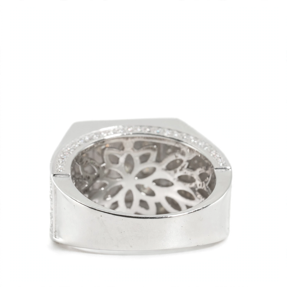 Men's 925 Sterling Silver Square Pavé Moissanite Cluster Ring 4ct (4)