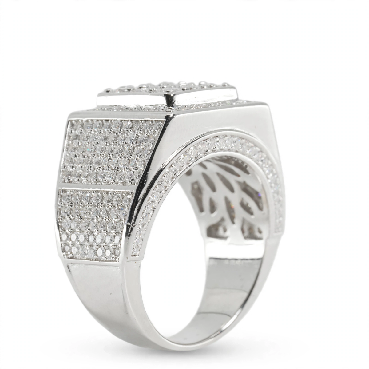Men's 925 Sterling Silver Square Pavé Moissanite Cluster Ring 4ct (5)