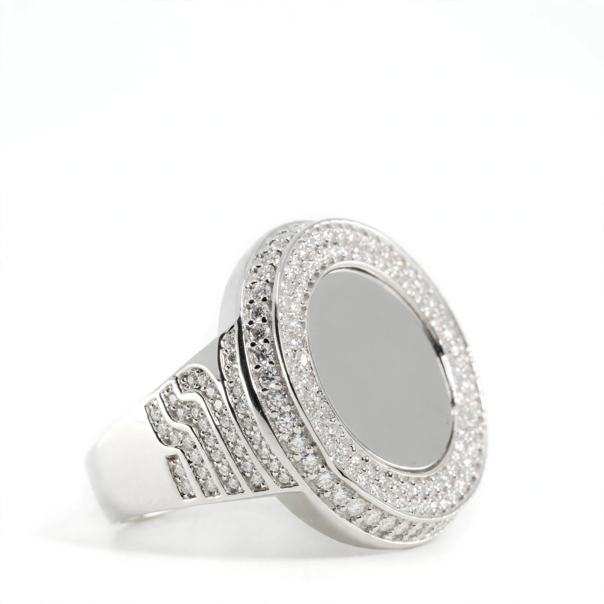 Men's 925 Sterling Silver Double Halo Moissanite Statement Ring 3.34ct Size 10.5 (4)