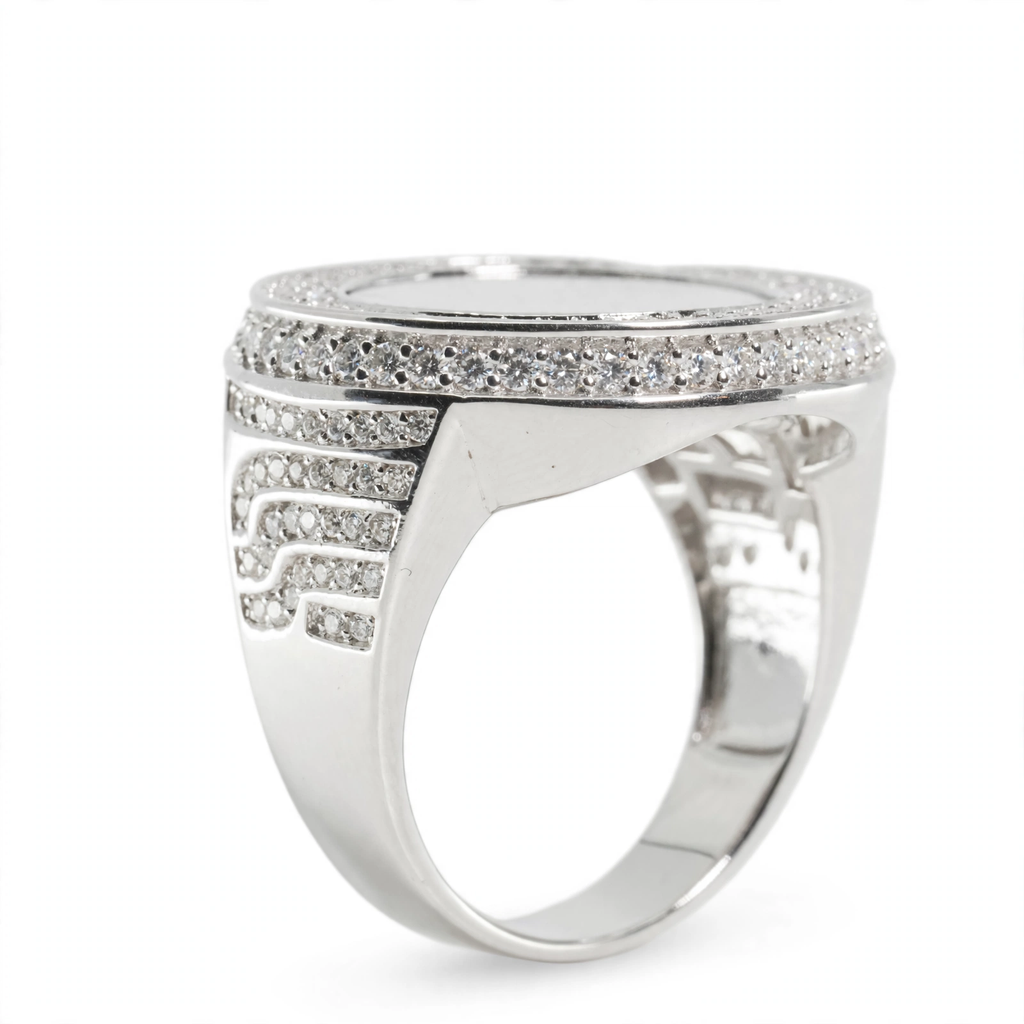 Men's 925 Sterling Silver Double Halo Moissanite Statement Ring 3.34ct Size 10.5 (6)