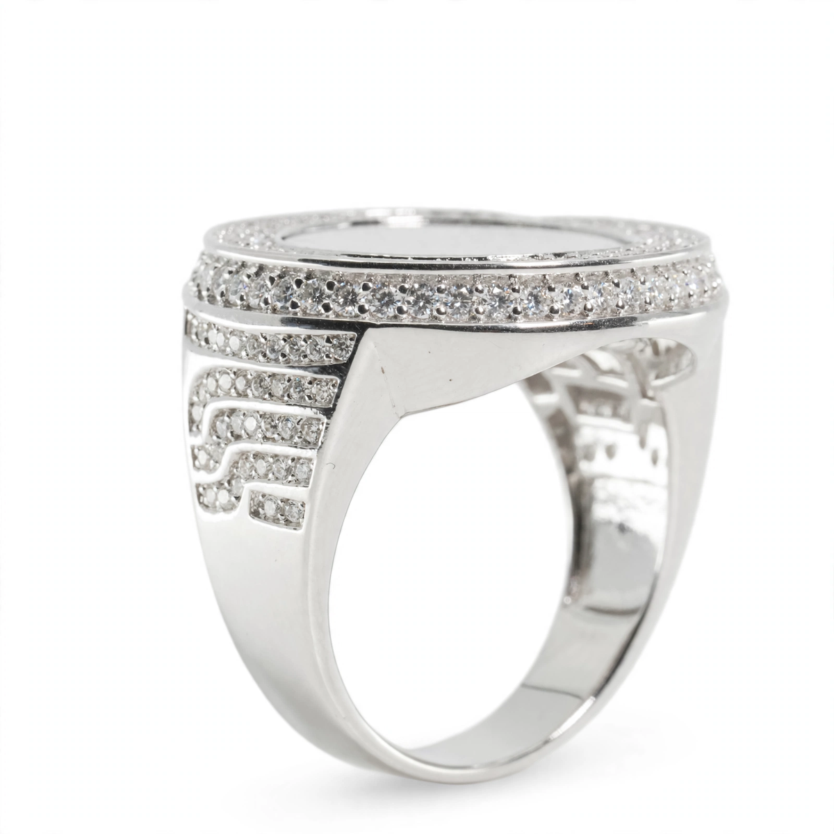 Men's 925 Sterling Silver Double Halo Moissanite Statement Ring 3.34ct Size 10.5 (6)