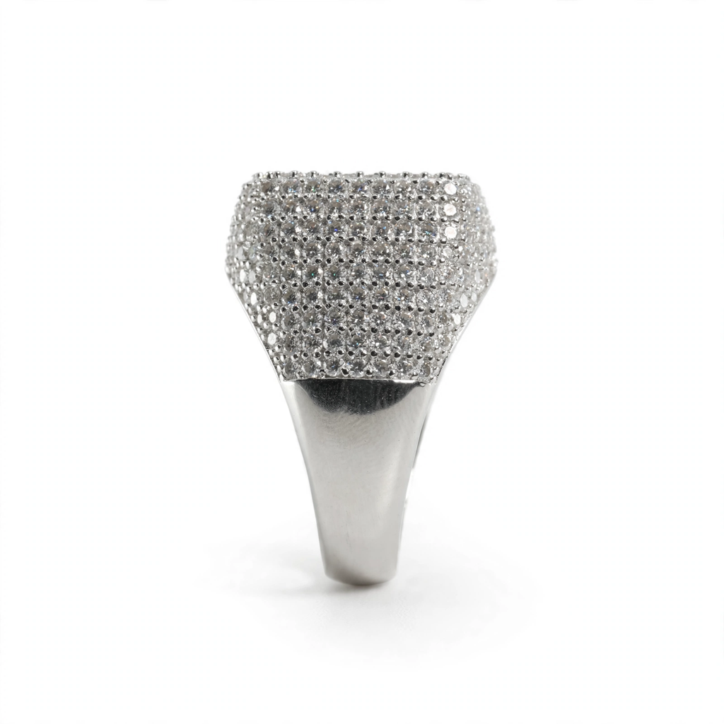 Men’s Silver Pavé Square Cocktail Ring (3)