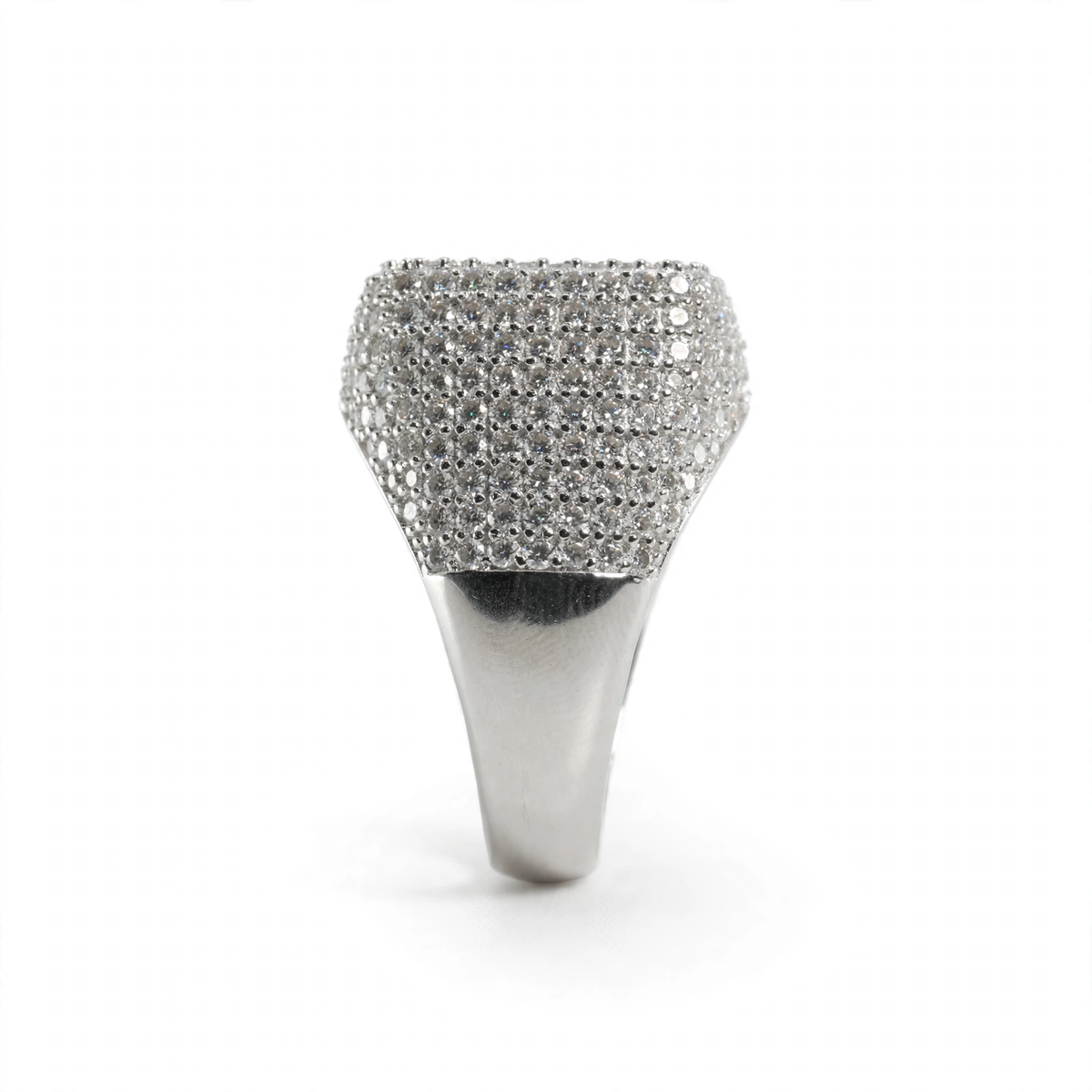 Men’s Silver Pavé Square Cocktail Ring (3)