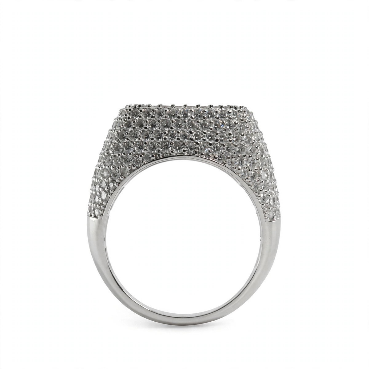 Men’s Silver Pavé Square Cocktail Ring (4)