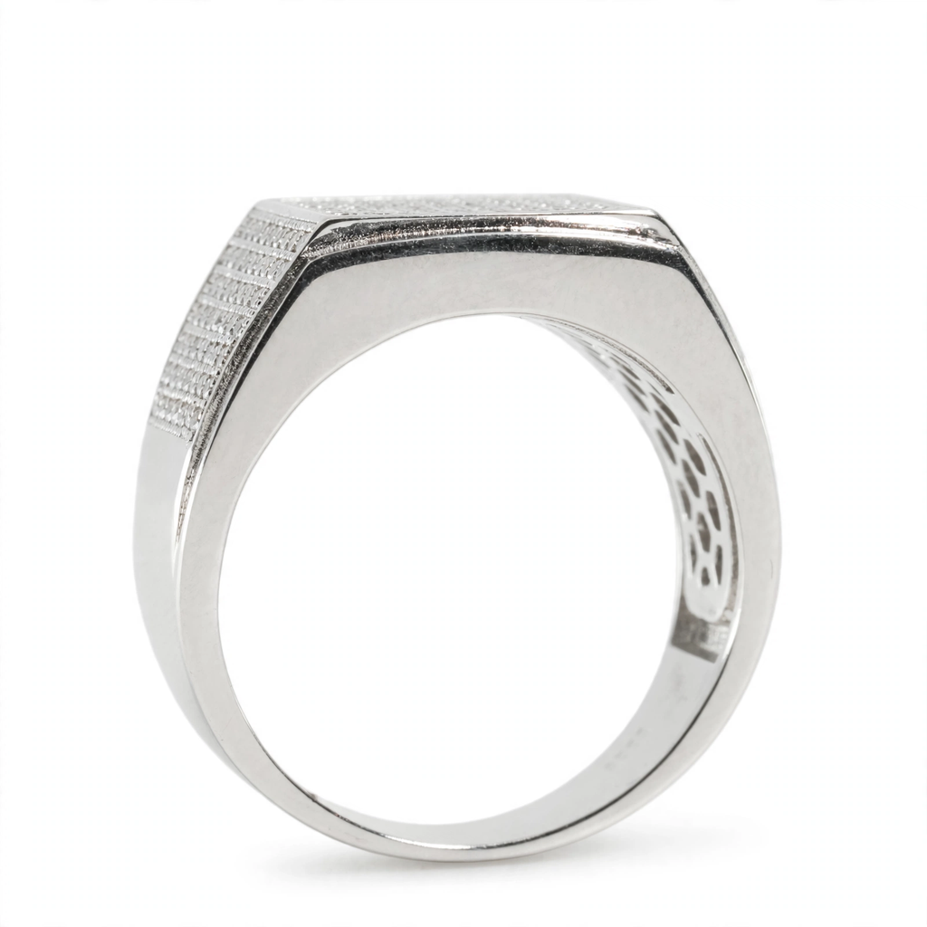 Men's 925 Sterling Silver Pave Moissanite Square Statement Ring 1.00ct (2)