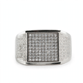 Men's 925 Sterling Silver Pave Moissanite Square Statement Ring 1.00ct