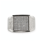 Men's 925 Sterling Silver Pave Moissanite Square Statement Ring 1.00ct