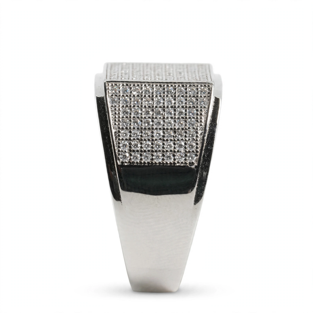Men's 925 Sterling Silver Pave Moissanite Square Statement Ring 1.00ct (3)