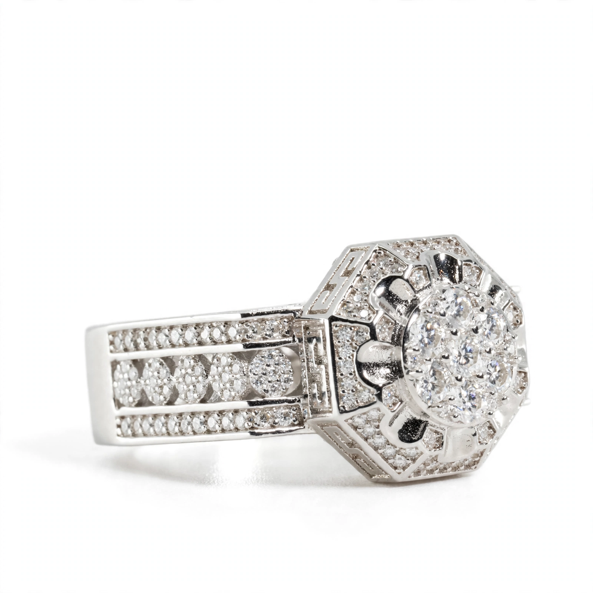 Men's 925 Sterling Silver Octagonal Cluster Moissanite Ring 3.00ct (4)